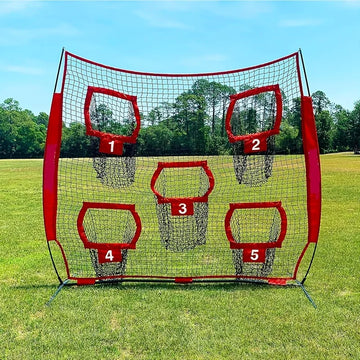 7x7ft Heavy Duty Football Throwing Net - 5 Target Portable Easy Setup for Quarterback Workouts