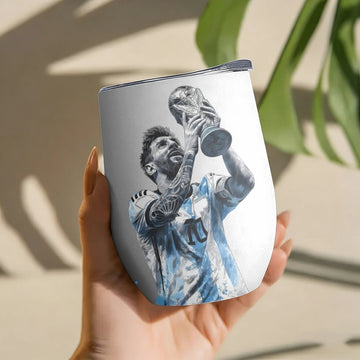 Football Star M-Messi Vacuum Flasks 12oz Insulated Wine Tumbler Vacuum Coffee Mug Egg Shape Thermos Cup